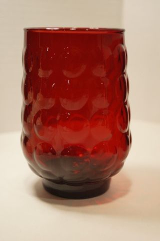 Vintage Anchor Hocking Bubble Ruby Red Tumbler 12oz 4 1/2 " Depression Glass