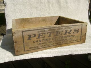 Vintage Peters Cartridge Co.  Advertising Wood Ammo Bullet Box 22 Short No Bottom