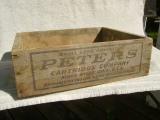 vintage peters cartridge co.  advertising wood ammo bullet box 22 short no bottom 3
