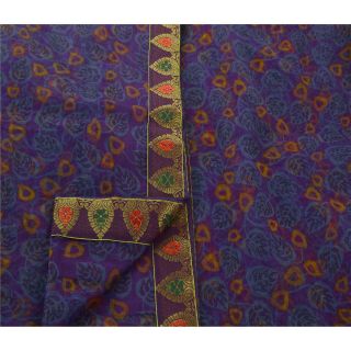 Tcw Vintage Saree Net Mesh Embroidered Blue Craft Fabric Sari