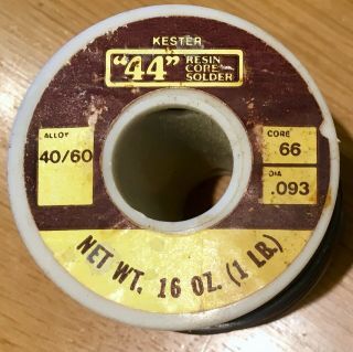 Vintage Kester 44 Resin Core Solder Alloy 40/60 Diameter.  093 Core 66 3