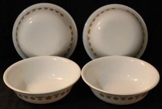 Set 4 Vtg.  Corning Corelle Gold Butterfly 6 In.  Cereal Dessert Sauce Dishes Bowls