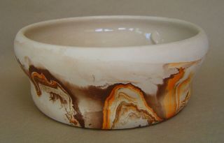 Vintage Nemadji Art Pottery 9 " Large Bowl Brown Orange