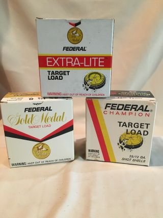 Empty Vintage Federal 12 Ga.  Shot Shell Box/ammo Box Gold Medal Champion