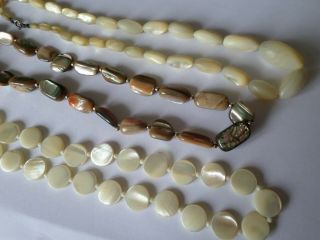 3 vintage mother of pearl & abalone shell necklaces - FOR RESTRINGING 3