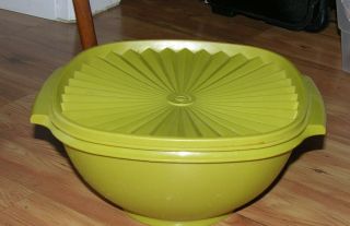 Vintage Tupperware Servalier Canister Container Bowl Avocado Green 858 - 3 & Lid 2