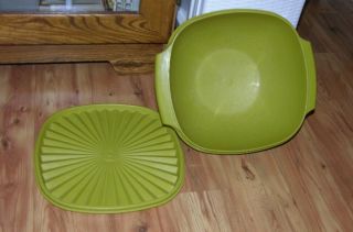 Vintage Tupperware Servalier Canister Container Bowl Avocado Green 858 - 3 & Lid 5