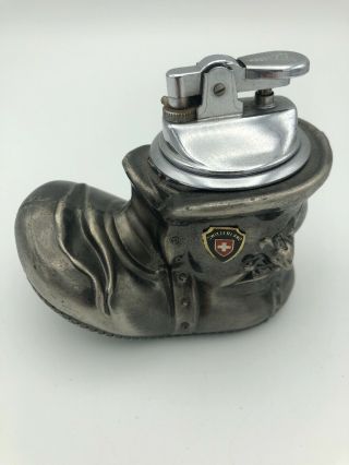 Switzerland Boot Pocket Lighter Swiss Collectible Antique Vintage Art Deco Wow