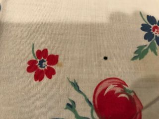Vintage Mid Century PRINT Tablecloth Plums Cherries Strawberries 58 