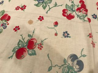 Vintage Mid Century PRINT Tablecloth Plums Cherries Strawberries 58 
