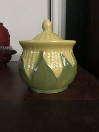 Vintage Shawnee Pottery Corn King Covered Sugar ? Jar With Lid