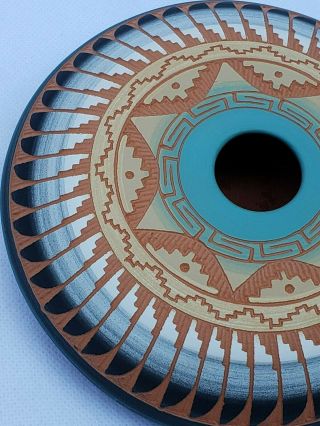 Vintage Peny Hubbard Navajo Pottery Round Vase Bowl Geometric 5.  5” D Signed 2