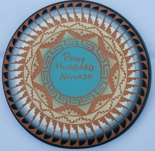 Vintage Peny Hubbard Navajo Pottery Round Vase Bowl Geometric 5.  5” D Signed 4