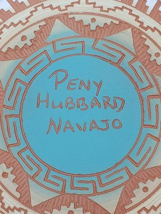 Vintage Peny Hubbard Navajo Pottery Round Vase Bowl Geometric 5.  5” D Signed 5