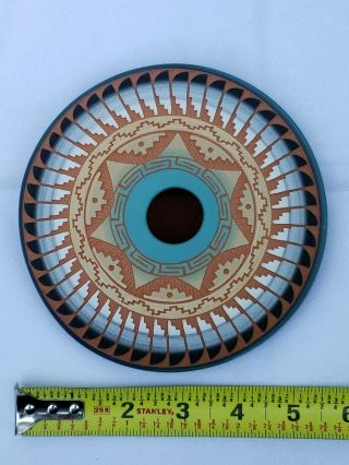 Vintage Peny Hubbard Navajo Pottery Round Vase Bowl Geometric 5.  5” D Signed 6