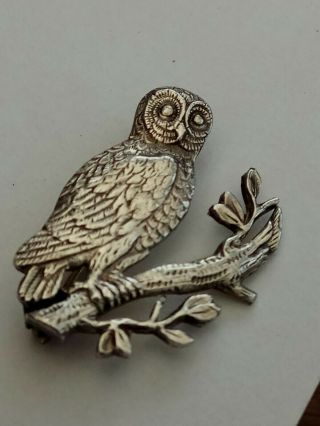 A Lovely Silver,  1920s /30s Art Deco Brooch Of An Owl Vintage Jewellery