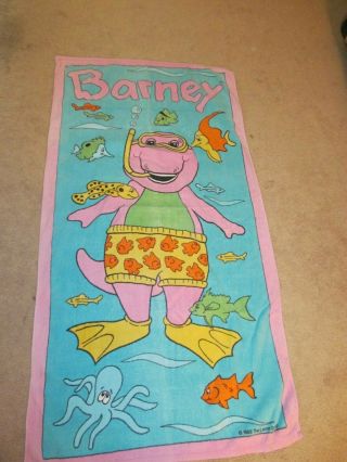 Vintage Barney Beach Towel Snorkel Swimming Fish Ocean Lyons Group 1992