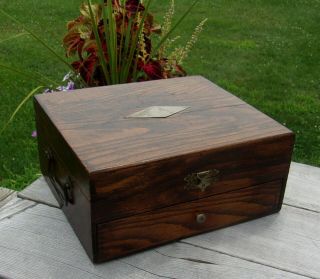 Vintage Rogers Silverware Flatware Chest Case Box W Drawer Smaller Wood Wooden