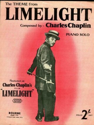 Vintage Charlie Chaplin " Limelight " Uk Sheet Music 1953 Great Cover Pic
