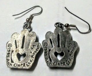 Vintage 1995 Ann Clark Heart in Hand Vermont Pewter Cookie Cutter Earrings 2