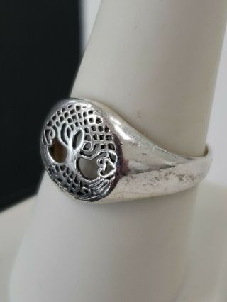 Vintage Sterling Silver 925 Tree Of Life Ring Sz 9 (2.  9g)