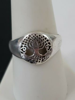 Vintage Sterling Silver 925 Tree Of Life Ring Sz 9 (2.  9g) 2