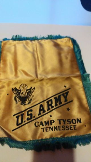 Vintage Military Sweetheart Pillow Sham Cover Us Army Camp Tyson Tenn.