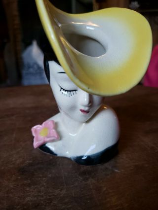 Vintage Lady Head Vase / Planter Unknown Maker Stamped 69