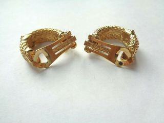 Vintage Burberrys of London Gold Mesh Clip Hoop Earrings 2