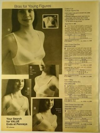 1977 Vintage PAPER PRINT AD satin bra pads accessories women lingerie underwear 2
