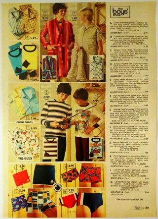 1978 Vintage Paper Print Ad Terry Robe Pyjama Swimsuit Briefs Shirt Underwear