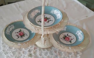 3 Tier Cake Stand Dessert Cupcakes Shabby French Ivory Chic Vtg Style