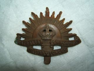 Ww2 Wwii Australian Commonwealth Military Forces Cap Hat Badge Vtg Old Australia