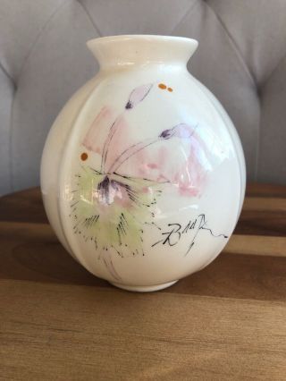 Vintage Barbara Baatz Hand Painted Ceramic Vase Signed By Artist