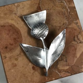 2.  25 " Vintage Signed Sterling Silver Thistle Flower Brooch Pin