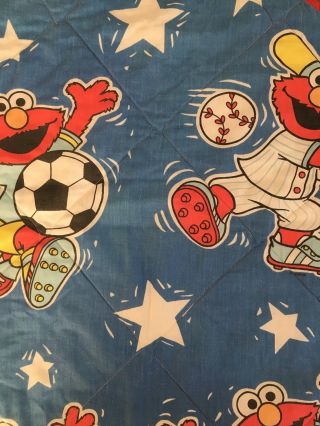 Vintage Elmo Childs Bedspread Duvet Comforter Kids Sesame Street Soccer Baseball