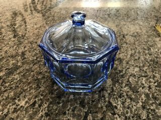 Vintage Blue Indiana Glass Candy Dish With Lid / Cobalt Royal 5 1/2” Diameter