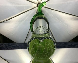 Vintage Art Glass Paperweight Pear Fruit Controlled Bubbles Joe St Clair PW35 2