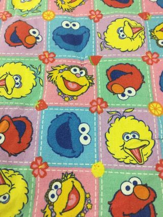 Vintage Handmade Sesame Street Quilt Baby Blanket Flannel Big Bird Elmo Cookie M 2