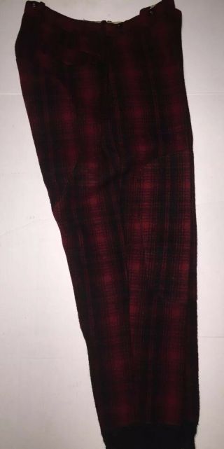 Vintage Retro Woolrich Red Black Plaid Wool Mackinaw Hunting Pants Sz 40w