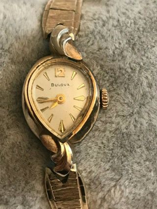 21 Jewel Vintage Bulova 5ar 10k Rgp Gold Ladies Watch