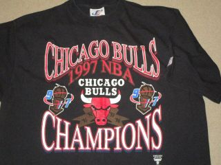 Vintage Logo Athletic 1997 Chicago Bulls Nba Champions T - Shirt Black 2xl Xxl