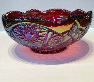 Vintage Iridescent Carnival Glass Bowl 8 - 1/2” X 3 - 3/4