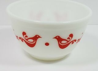 Vintage Pyrex Mixing Bowl Red Birds Friendship 1 1/2 Pint 401 Retro Hot Dish