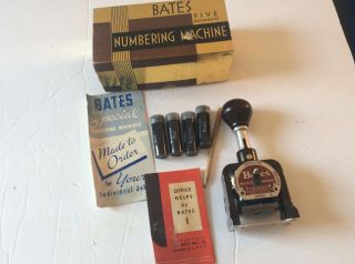 Vintage Bates Numbering Machine - Six Wheels Style E