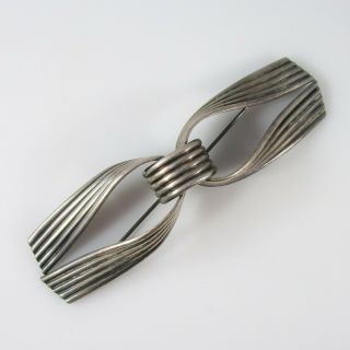 Large Bow Style Brooch Pin Vintage Sterling Silver | 31.  1g