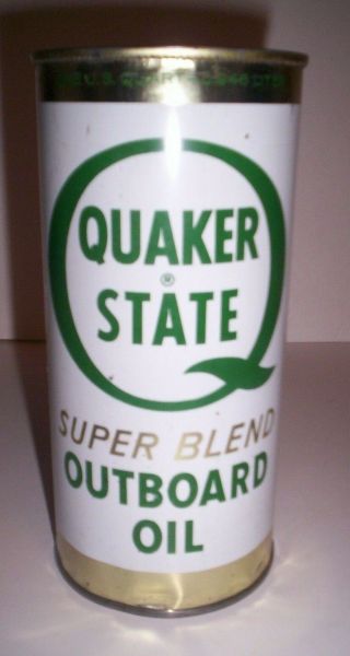 Nos Vintage Quaker State Blend Outboard Motor Oil Can 1 Qt No Top