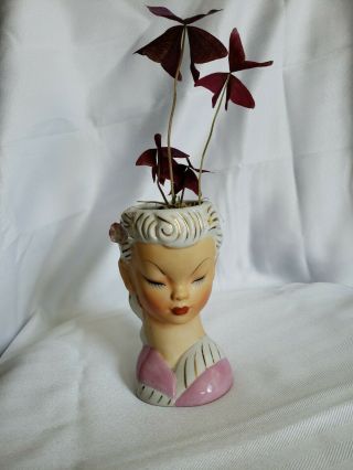 Vintage Lady Head Vase Planter Japan