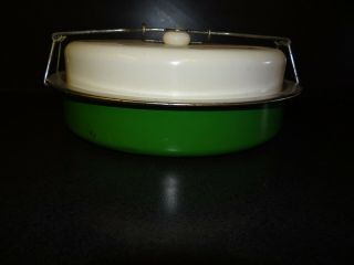 Vintage Green Metal Cake / Pie Carrier Tin