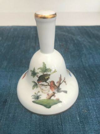 Vintage 3 3/8 " Herend Hungary Rothschild Birds Bell In